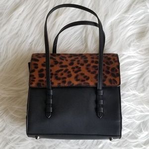 Zara Leopard Print Faux Leather Handbag